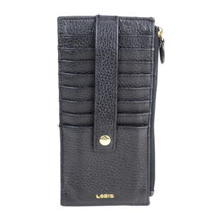 LODIS BLACK GENUINE LEATHER ID CARD COIN CHECKBOOK ORGANIZER CLUTCH SLIM WALLET